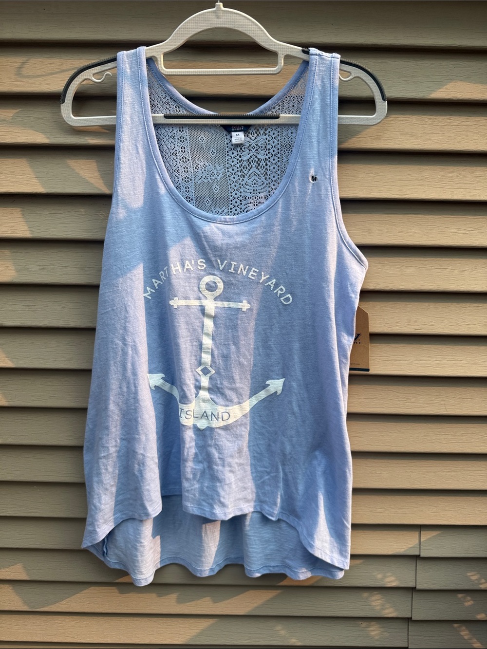 NWT MV Sport Light Blue Anchor Graphic Tank Top - Martha’s Vineyard Island Sz M
